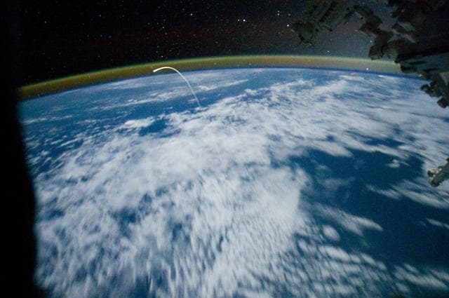NASA image: Shuttle Atlantis enters Earth's Atmosphere