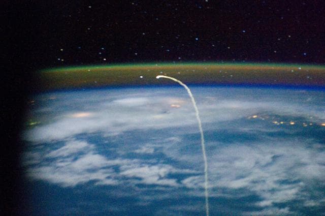 NASA image: Shuttle Atlantis enters Earth's Atmosphere