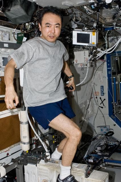 NASA image: FE Furukawa exercising on the CEVIS