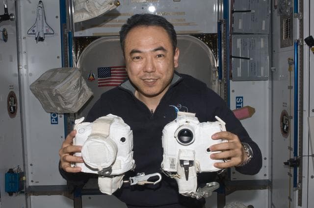 NASA image: FE Furukawa poses with EVA Cameras