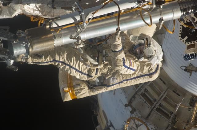 NASA image: View taken during EVA 29 of Strela Crane Relocation
