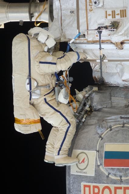 NASA image: View taken during EVA 29 of Strela Crane Relocation