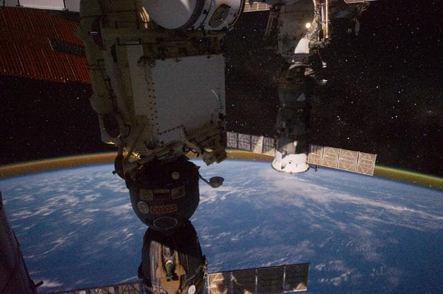NASA image: Airglow on the horizon against the starry sky view taken by the Expedition 29 crew