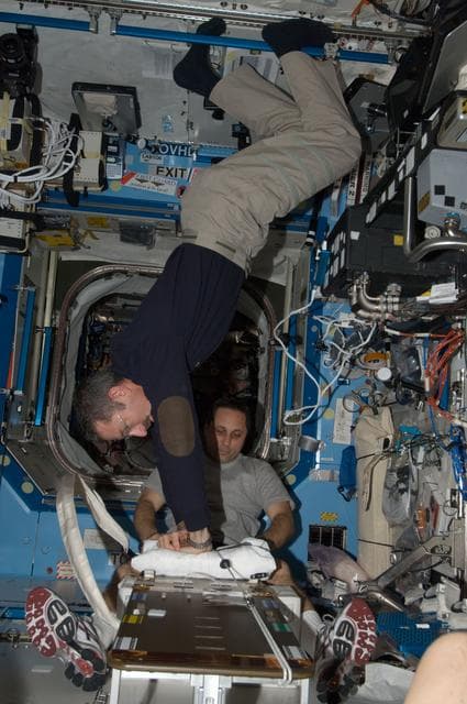 NASA image: Burbank participates in a CHeCS Medical Contingency Drill in the U.S. Laboratory