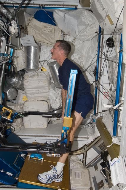 NASA image: Burbank exercises using the ARED in the Node 3