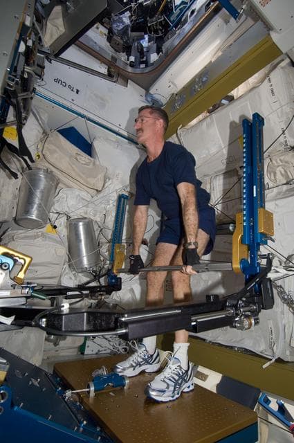 NASA image: Burbank exercises using the ARED in the Node 3