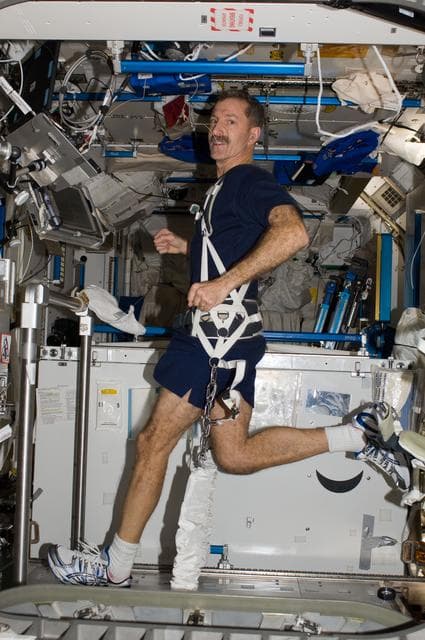 NASA image: Burbank exercises on the T2 COLBERT