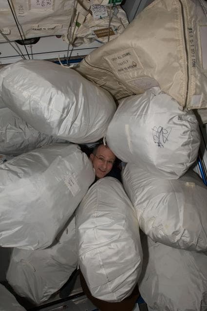 NASA image: Trash and Excessed Equipment at the Node 2 FWD End Cone