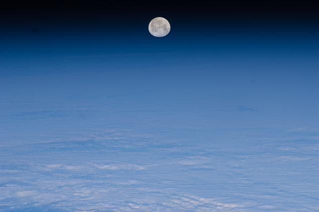 NASA image: Lunar observation taken during moonset by Expedition 30 crewmember