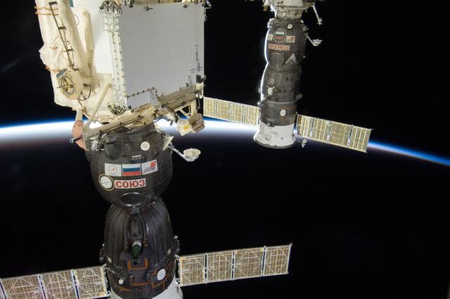 NASA image: Soyuz Spacecraft and Progress Spacecraft