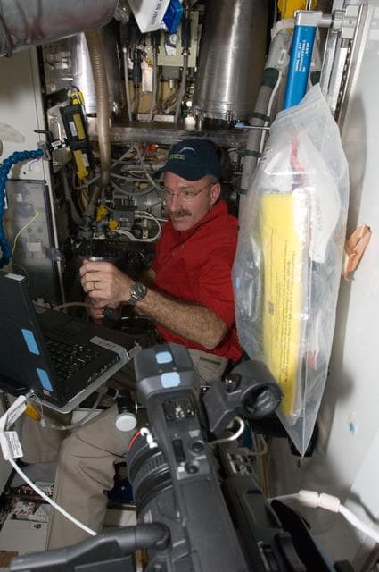 NASA image: Burbank performs the WHC Yearly Maintenance in the Node 3