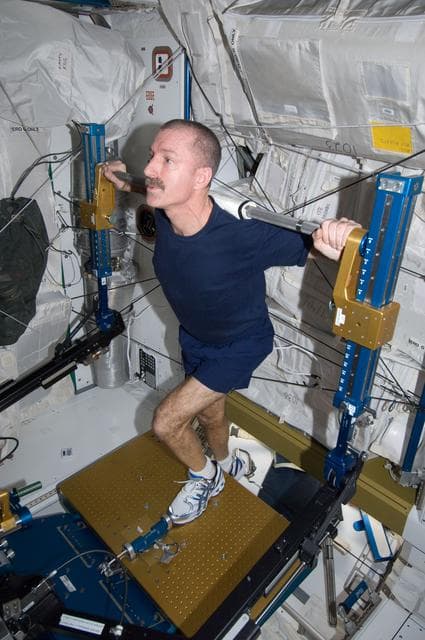 NASA image: Burbank exercises on the ARED in the Node 3