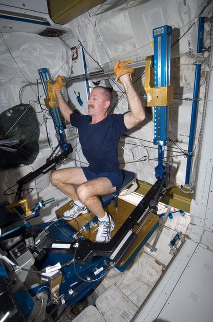 NASA image: Burbank exercises on the ARED in the Node 3