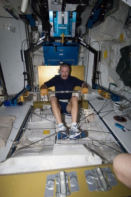 NASA image: Burbank exercises on the ARED in the Node 3