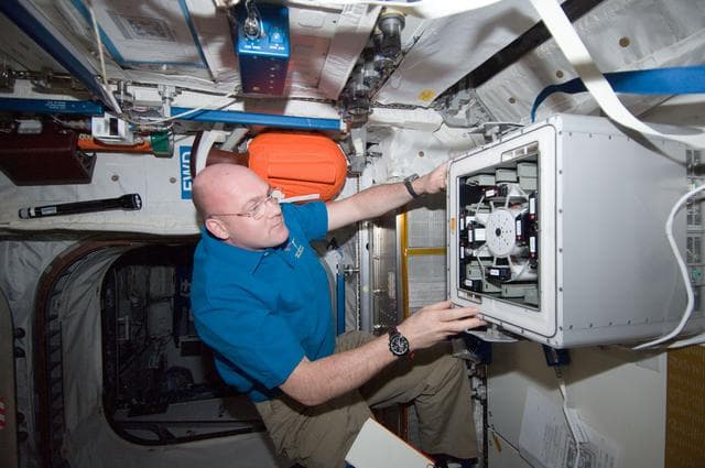 NASA image: Kuipers works with the ESA ROALD-2 experiment in the KUBIK-3 container