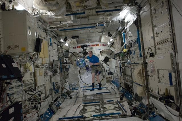 NASA image: Pettit prepares for a NASA EPO Activity in the JPM