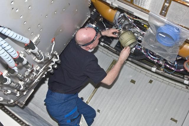 NASA image: Kuipers cleans IMV Systems in the Columbus Module
