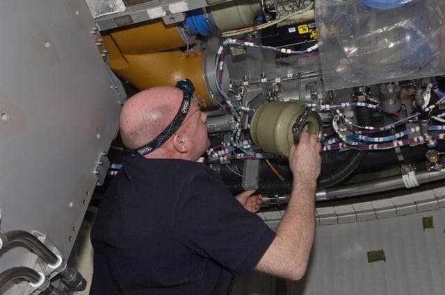 NASA image: Kuipers cleans IMV Systems in the Columbus Module