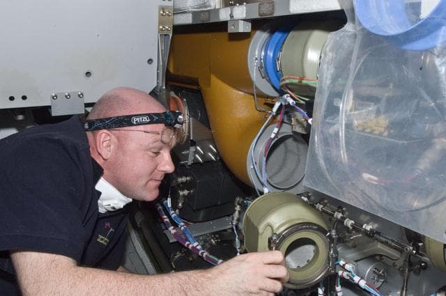 NASA image: Kuipers cleans IMV Systems in the Columbus Module