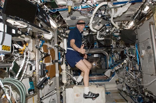 NASA image: Pettit exercises on the CEVIS
