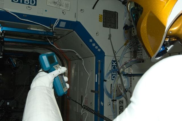 NASA image: Robonaut 2 Humanoid Robot measures the air velocity in the U.S. Laboratory