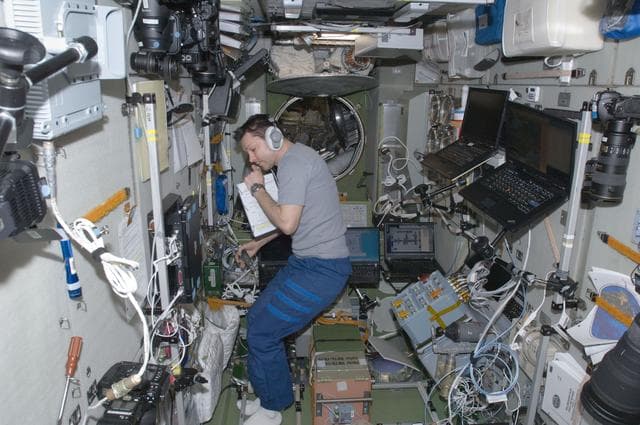 NASA image: Kononenko reviews crew procedures