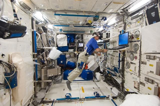 NASA image: Burbank uses the Neurospat hardware in the Columbus Module