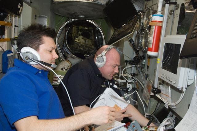 NASA image: Kuipers and Kononenko during ATV Approach and Docking