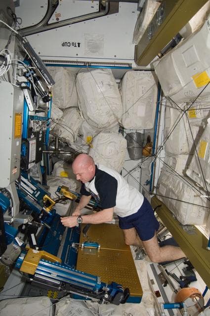 NASA image: Kuipers works on the ARED in the Node 3