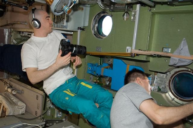 NASA image: Cosmonauts watch Progress 46 Spacecraft after undocking