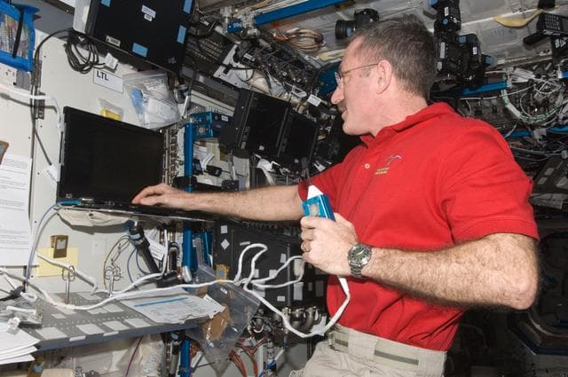 NASA image: Burbank at laptop computer