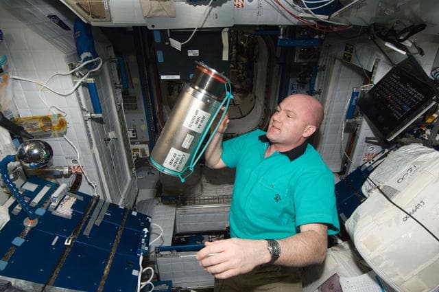 NASA image: Kuipers looks at IMV Supply Duct Jumper in the Node 2