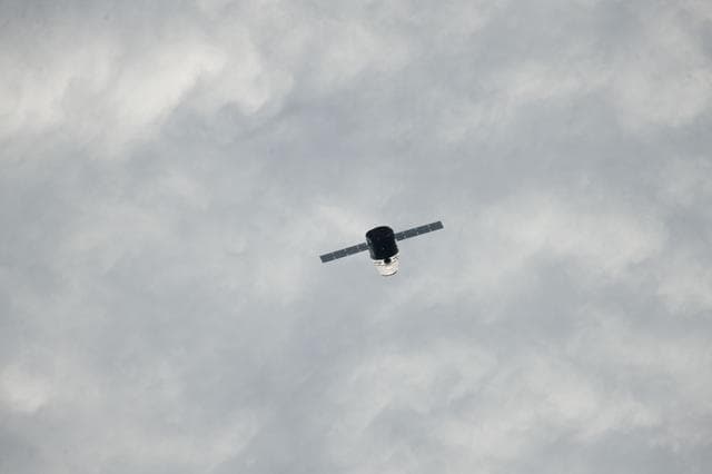 NASA image: Dragon Spacecraft during Flyunder Operations