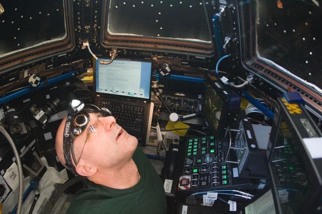 NASA image: Pettit monitors Dragon Flyunder Operations from the Cupola