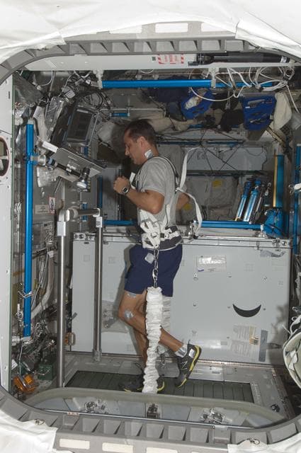 NASA image: Acaba exercises on the T2 in Node 3