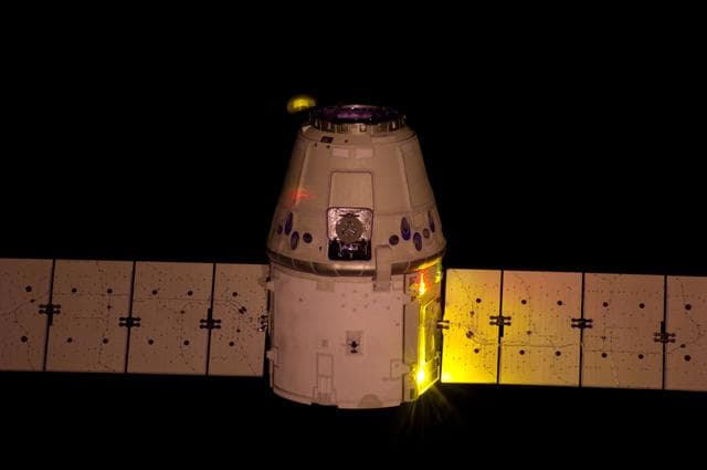 NASA image: Dragon Spacecraft Approach taken with an Infrared Modified Still Camera
