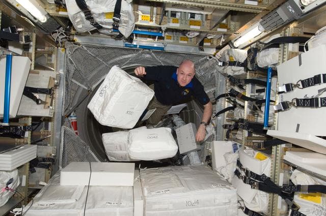 NASA image: Kuipers works with Stowage in ATV3