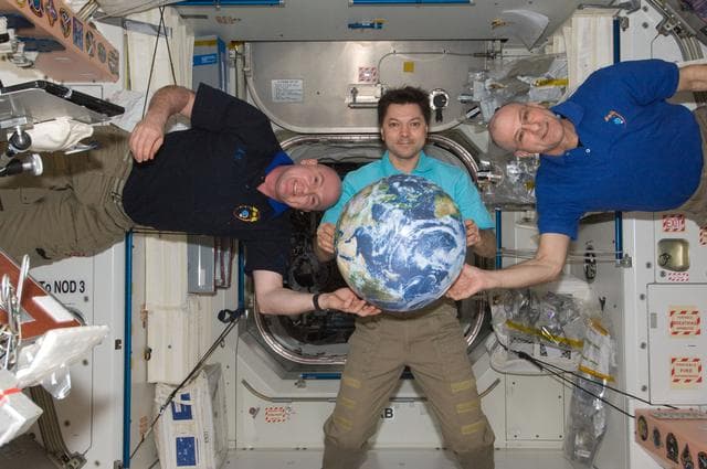 NASA image: Kuipers, Kononenko and Pettit in Node 1