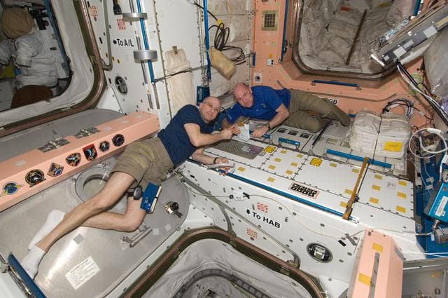 NASA image: Pettit and Kuipers in Node 1
