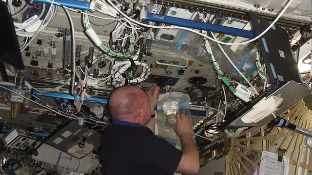 NASA image: Kuipers performs Potable Water Sample Collection