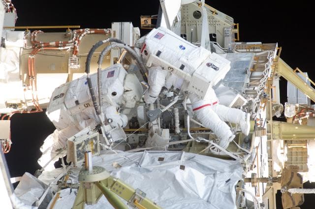 NASA image: EVA to trouble-shoot amonia leak