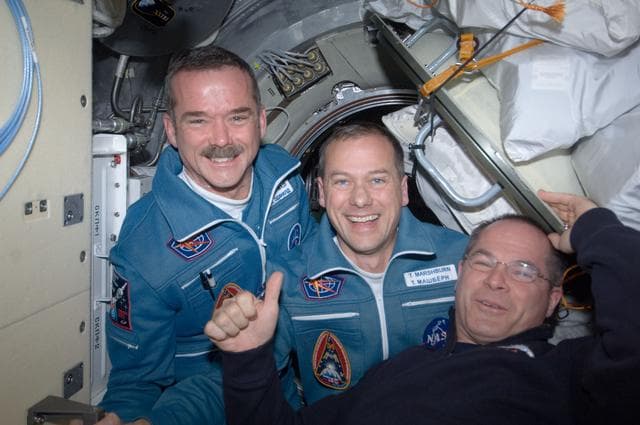 NASA image: Hadfield, Marshburn, and Ford