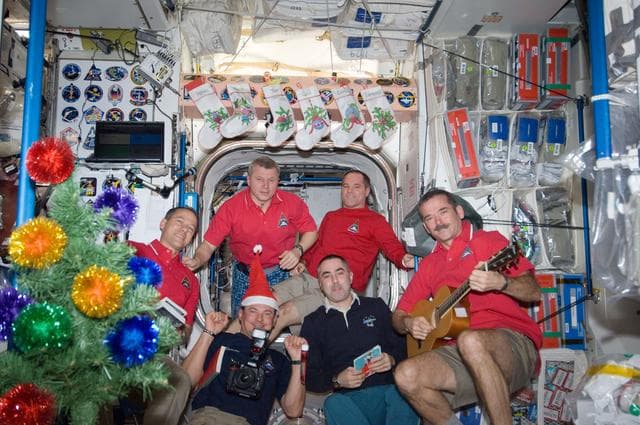 NASA image: Expedition 34 crewmembers in the Node 1