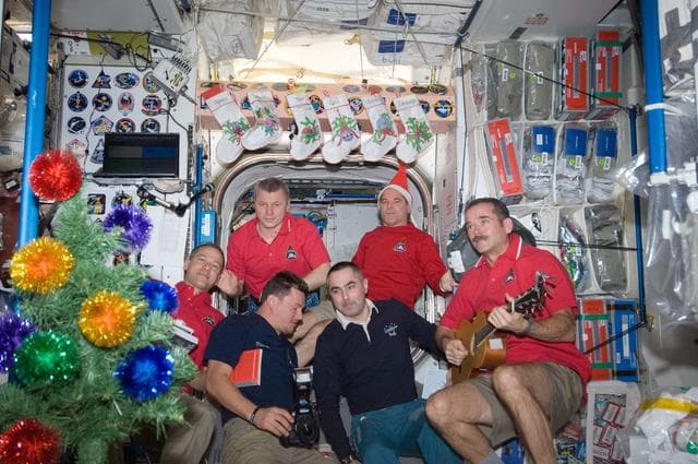 NASA image: Expedition 34 crewmembers in the Node 1