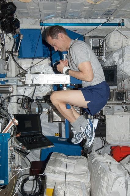 NASA image: Marshburn uses the SLAMMD in the Columbus Module