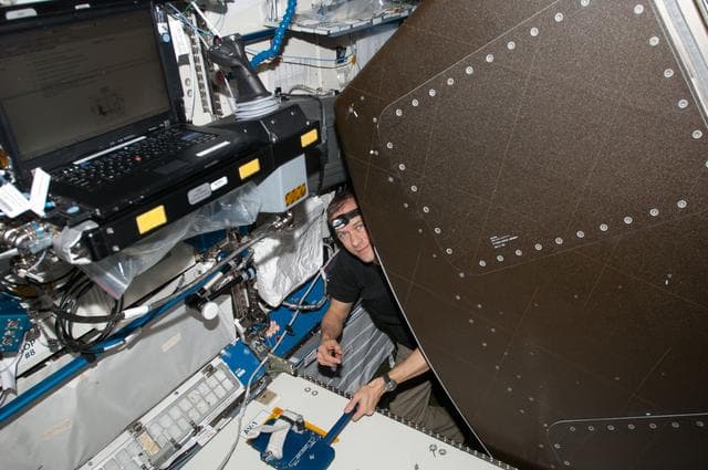 NASA image: Marshburn during HRCS Cable Install in the U.S. Laboratory