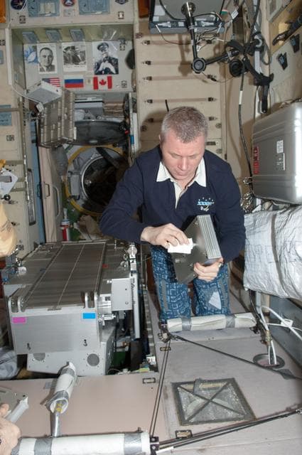 NASA image: Novitskiy performs in-flight maintenance on the TVIS