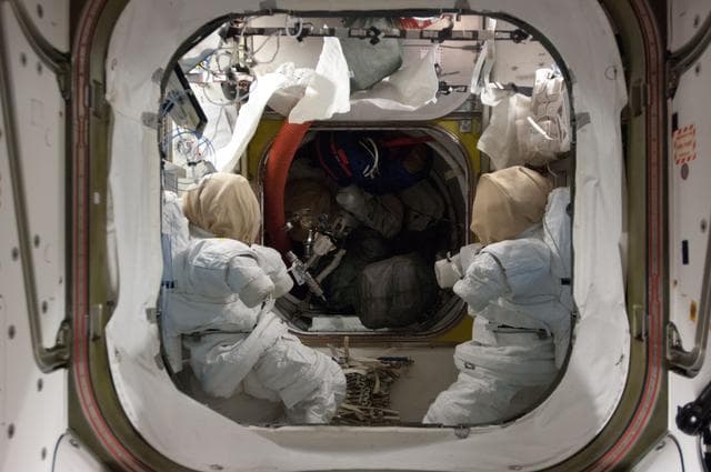 NASA image: Stowed EMUs in the A/L