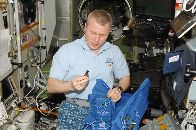 NASA image: Novitskiy prepares for the Typologia Experiment