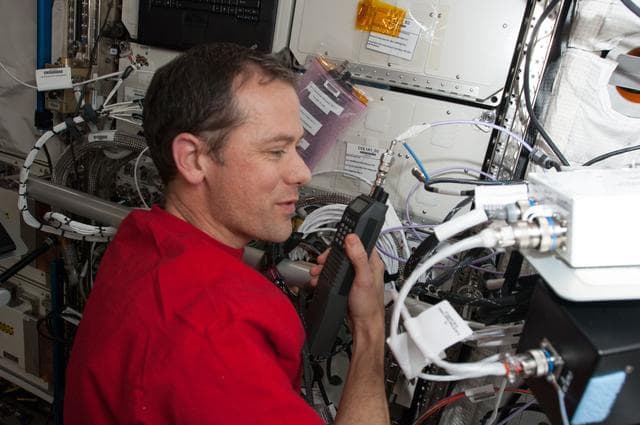 NASA image: Marshburn conducts a ham radio session
